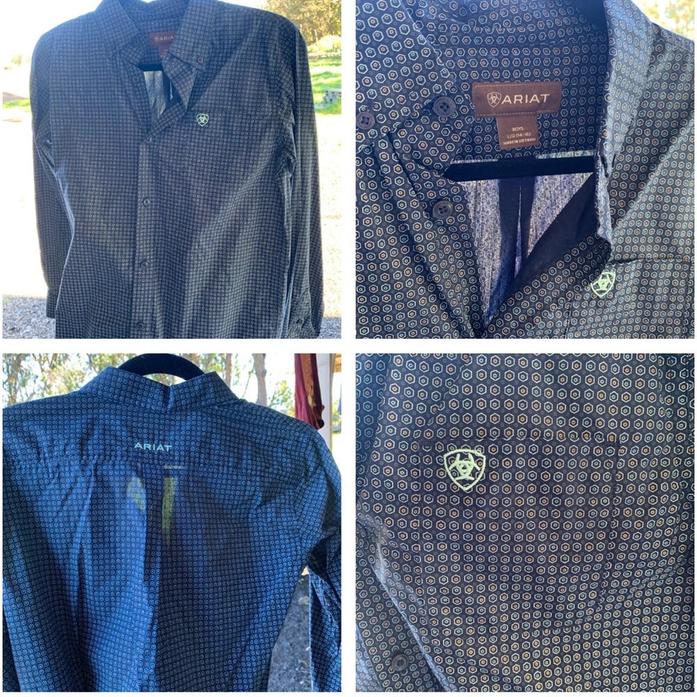 Boys size Large ARIAT long sleeve button down rodeo/dress shirt.